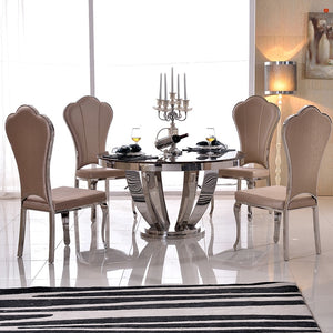 5PCS Marble AND Stainless Steel Dining Room Set - EK CHIC HOME