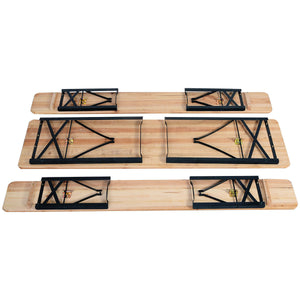 3 PCS Table Bench Set Folding Wooden Top Picnic Table - EK CHIC HOME