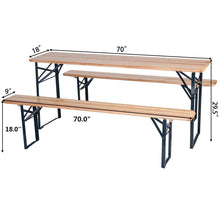 Load image into Gallery viewer, 3 PCS Table Bench Set Folding Wooden Top Picnic Table - EK CHIC HOME