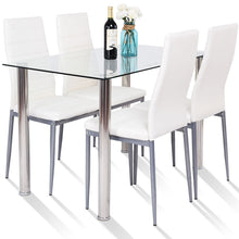 Load image into Gallery viewer, 5 Piece Dining Set Table and 4 Chairs Glass Metal Kitchen Breakfast Furniture - EK CHIC HOME