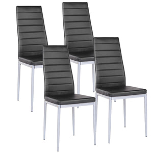 Set of 4 PU Leather Dining Side Chairs Elegant Design Home Furniture Black - EK CHIC HOME