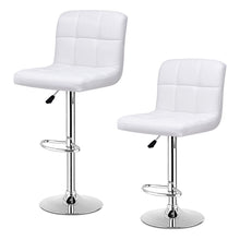 Load image into Gallery viewer, Set Of 2 Bar Stools PU Leather Adjustable Swivel Pub Chairs White - EK CHIC HOME