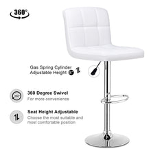 Load image into Gallery viewer, Set Of 2 Bar Stools PU Leather Adjustable Swivel Pub Chairs White - EK CHIC HOME