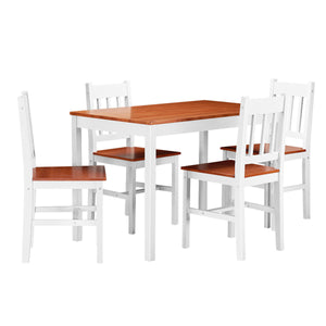 5PCS Pine Wood Dinette Dining Set Table and 4 Chairs Home Kitchen Furniture - EK CHIC HOME