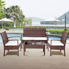 Load image into Gallery viewer, 4 Pc Rattan Patio Furniture Set Garden Lawn Sofa Wicker Cushioned Seat - EK CHIC HOME