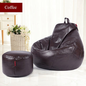 Modern PU Leather Bean Bag Home Leisure With Filler - EK CHIC HOME
