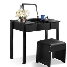 Load image into Gallery viewer, Black Vanity Dressing Table Set Mirrored W/Stool &amp;Storage Box - EK CHIC HOME