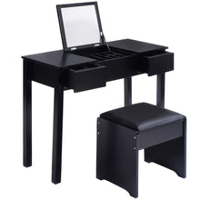 Load image into Gallery viewer, Black Vanity Dressing Table Set Mirrored W/Stool &amp;Storage Box - EK CHIC HOME