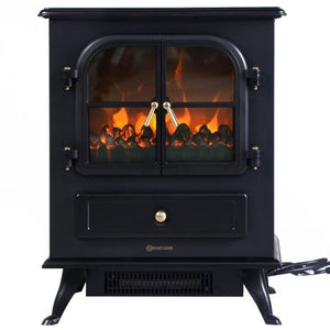 Free Standing Electric 1500W Fireplace Heater Fire Flame Stove Wood Adjustable - EK CHIC HOME