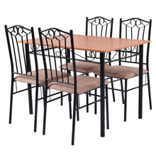Load image into Gallery viewer, 5 PC Dining Set Wood Metal Table and 4 Chairs Kitchen Breakfast Furniture - EK CHIC HOME