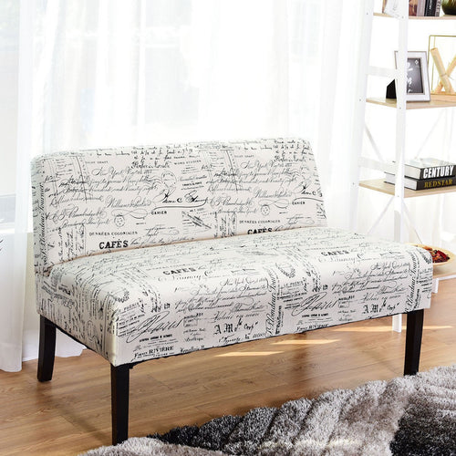 Armless Loveseat Sofa Fabric Settee Bench Bed Chair Wooden Leg - EK CHIC HOME