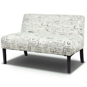 Armless Loveseat Sofa Fabric Settee Bench Bed Chair Wooden Leg - EK CHIC HOME