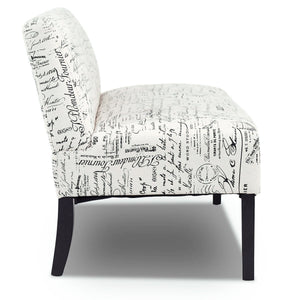 Armless Loveseat Sofa Fabric Settee Bench Bed Chair Wooden Leg - EK CHIC HOME