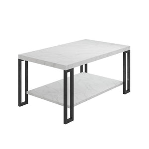 Accent Coffee Table Modern Living Room Furniture Metal Frame w/Lower Shelf - EK CHIC HOME