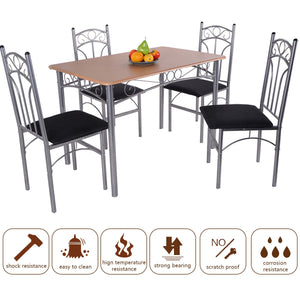 5PCS Dining Set Table and 4 Chairs Home Kitchen Modern Furniture - EK CHIC HOME
