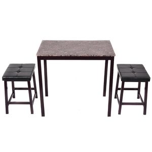 3 PCS Counter Height Dining Set Faux Marble Table 2 Chairs - EK CHIC HOME