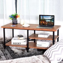 Load image into Gallery viewer, 3-Tier Metal Frame Coffee Table with Storage Shelves - EK CHIC HOME