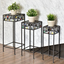 Load image into Gallery viewer, 3 pcs Square Ceramic Beads Decor Metal Plant Stand - EK CHIC HOME