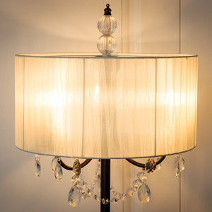 Elegant Sheer Shade Floor Lamp w/ Hanging Crystal LED Bulbs - EK CHIC HOME