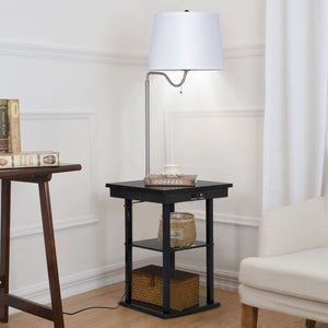 Table Swing Arm Floor Lamp with Shade 2 USB Ports - EK CHIC HOME