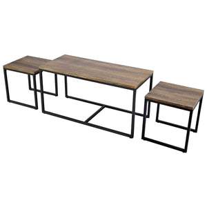 3 Pieces Wood Coffee End Table Set - EK CHIC HOME