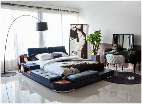 Genuine Leather  Modern Soft Beds Home Bedroom Furniture - EK CHIC HOME