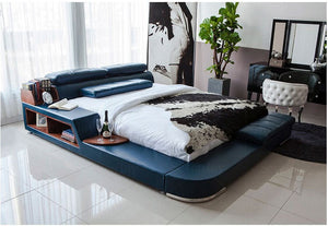 Genuine Leather  Modern Soft Beds Home Bedroom Furniture - EK CHIC HOME