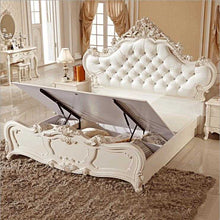 Load image into Gallery viewer, French Hand Carved Leather And Solid Wood Bed - EK CHIC HOME