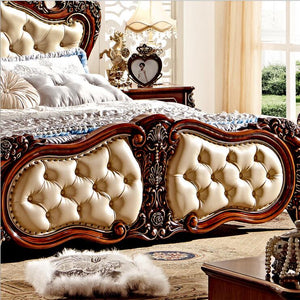 French Modern Luxurious Carved Solid Wood   1.8 m Bed - EK CHIC HOME