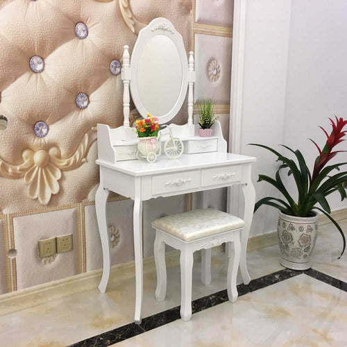 White Vanity Makeup Dressing Table Set - EK CHIC HOME