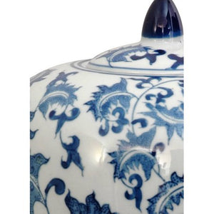 11" Floral Blue & White Porcelain Vase Jar - EK CHIC HOME