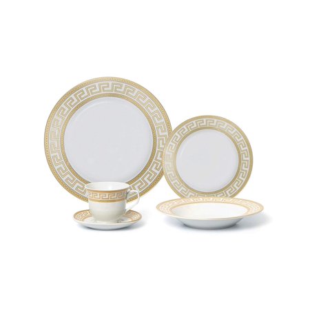 Royalty Porcelain 5-pc Dinner Set for 1, 24K Gold, Premium Bone China Porcelain - EK CHIC HOME