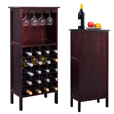 Wine Rack Holder Storage Shelf Display w/ Glass Hanger - EK CHIC HOME