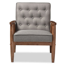 Load image into Gallery viewer, Sorrento Mid-Century Retro Modern Grey Fabric Upholstered Wooden Lounge Chair - EK CHIC HOME