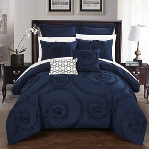 Chic Home 11-Piece Ruffled Embroidery Queen Bed In a Bag Comforter - EK CHIC HOME