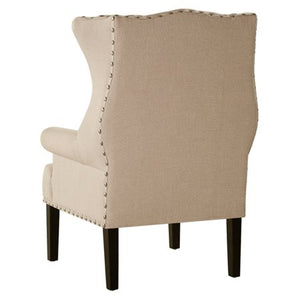 Knuckey French Country Beige Linen Nailhead Wing-Back Armchair - EK CHIC HOME