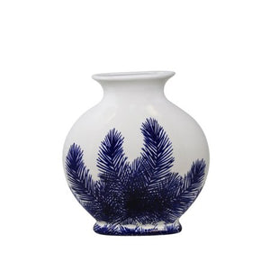 White and Blue Palm Vase - EK CHIC HOME