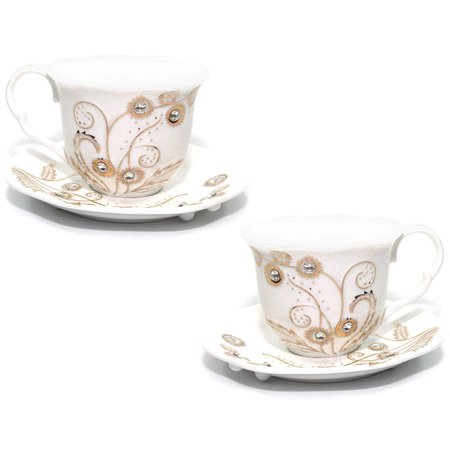 Royalty Porcelain 2-pc Swarovski Collection Tea / Coffee 8-Oz Cup Set - EK CHIC HOME