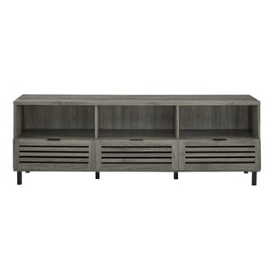 70" Jackson Slat Door Media Storage Console TV Stand  - Slate Grey - EK CHIC HOME