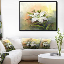 Load image into Gallery viewer, &#39;White Lily Flower Oil Painting&#39; Large Framed Canvas Art Print - EK CHIC HOME