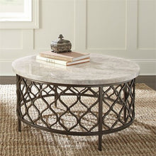 Load image into Gallery viewer, 36&quot; Round Stone Top Coffee Table in Yellow - EK CHIC HOME