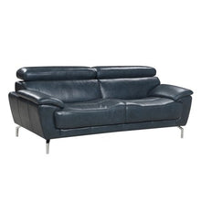 Load image into Gallery viewer, Mid Century Top Grain Italian Leather Sofa In Polo Blue - EK CHIC HOME