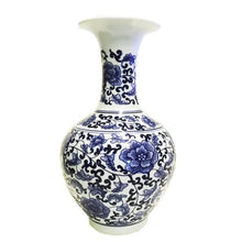 Load image into Gallery viewer, Classic Blue and White Porcelain Floral Decorative Vase - EK CHIC HOME