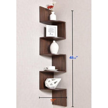 Load image into Gallery viewer, 5 Tier Wall Mount Corner Shelves Walnut Finish - EK CHIC HOME