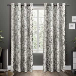 2 Pack Branches Linen Blend Grommet Top Curtain Panels - EK CHIC HOME