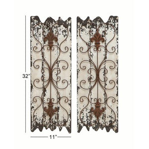 Rustic 32 Inch Wood and Metal  Wall Decor - Set of 2 - EK CHIC HOME