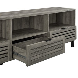 70" Jackson Slat Door Media Storage Console TV Stand  - Slate Grey - EK CHIC HOME