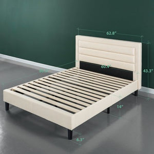Upholstered Horizontal Detailed Platform Bed - EK CHIC HOME