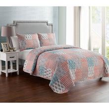 Load image into Gallery viewer, Peach 3 Piece Reversible Bedding Quilt Set, Shams Included - EK CHIC HOME