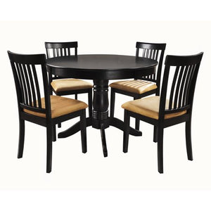 5-Piece Round Dining Set with 4 Mission Back Chairs - EK CHIC HOME